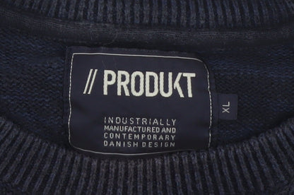 PRODUKT Men's Blue XL Crew Neck Pullover Jumper
