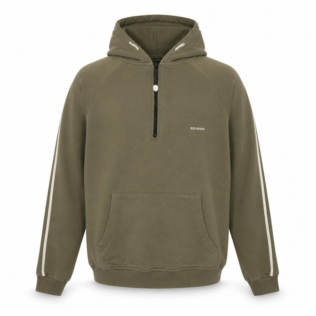 Mens UK Size S Religion Green 1/2 Zip Hoodie