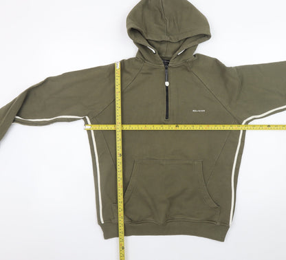 Mens UK Size S Religion Green 1/2 Zip Hoodie