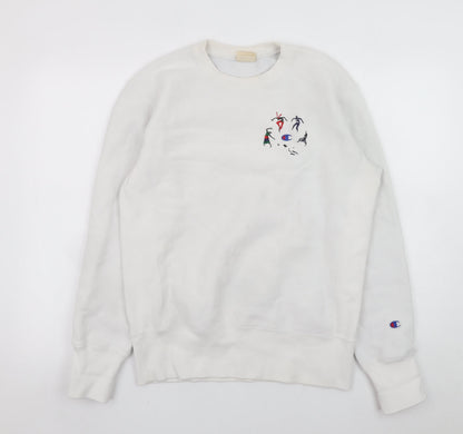 Mens UK Size S Champion White Pullover Sweatshirt