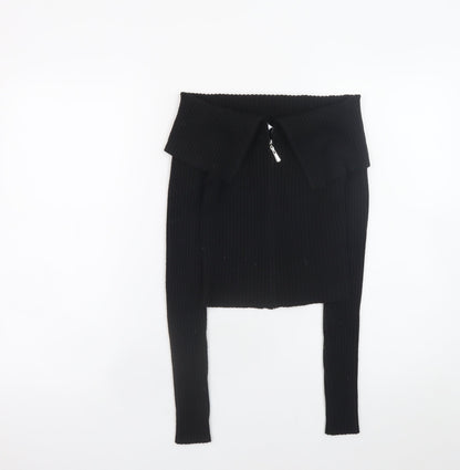 Womens UK Size 12 Bershka Black Full Zip Jumper