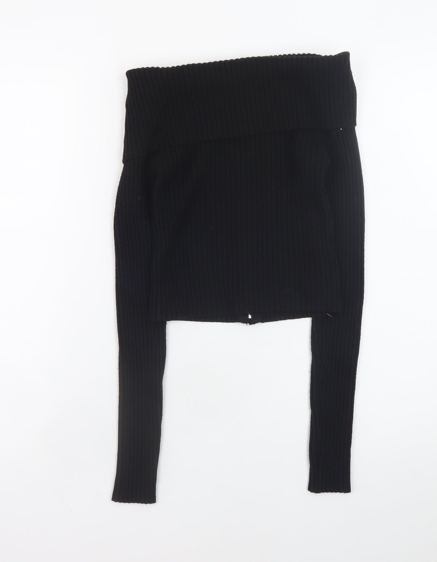 Womens UK Size 12 Bershka Black Full Zip Jumper