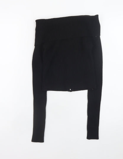 Womens UK Size 12 Bershka Black Full Zip Jumper