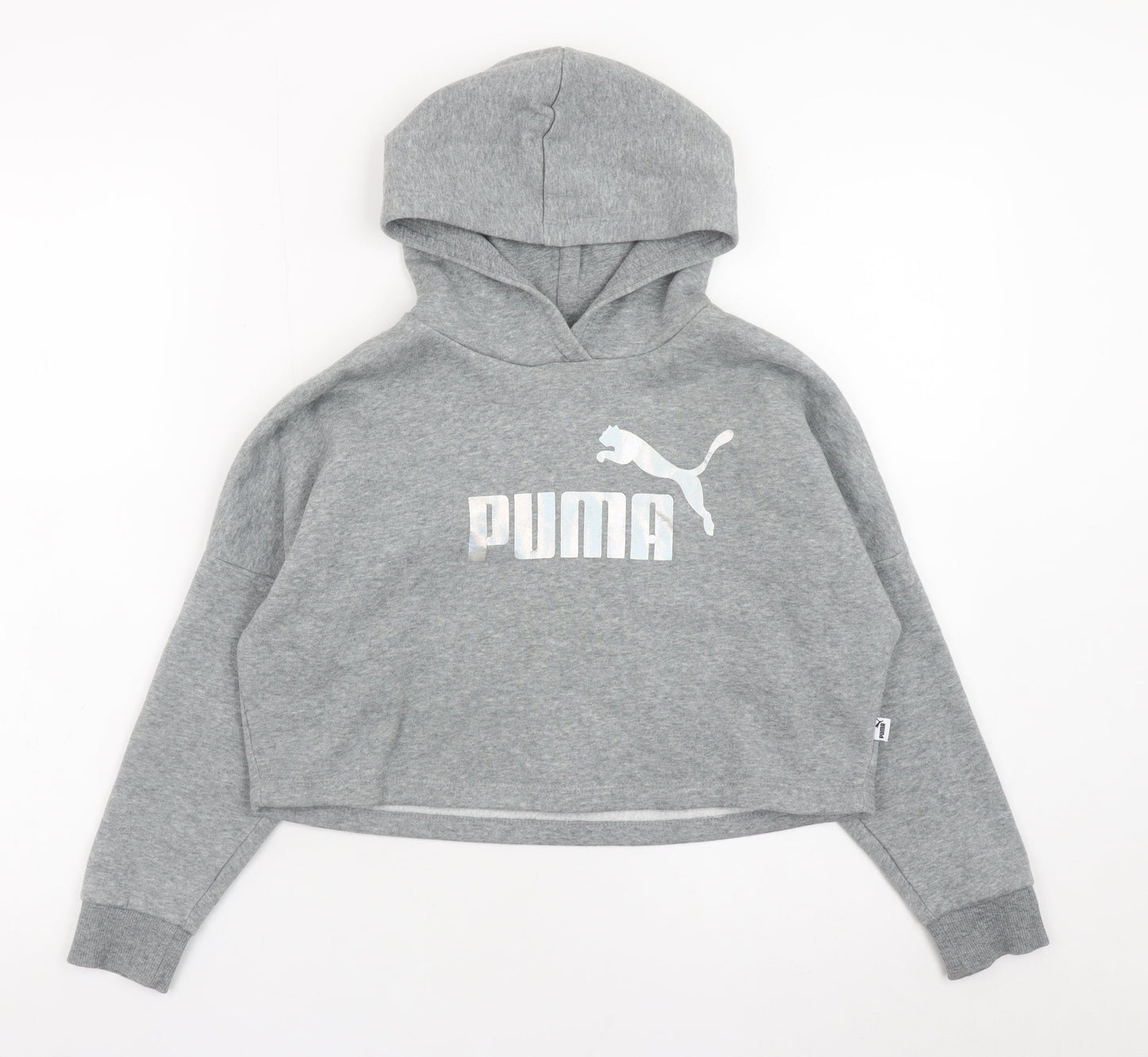 Girls UK Size 7-8 Years PUMA Grey Pullover Hoodie
