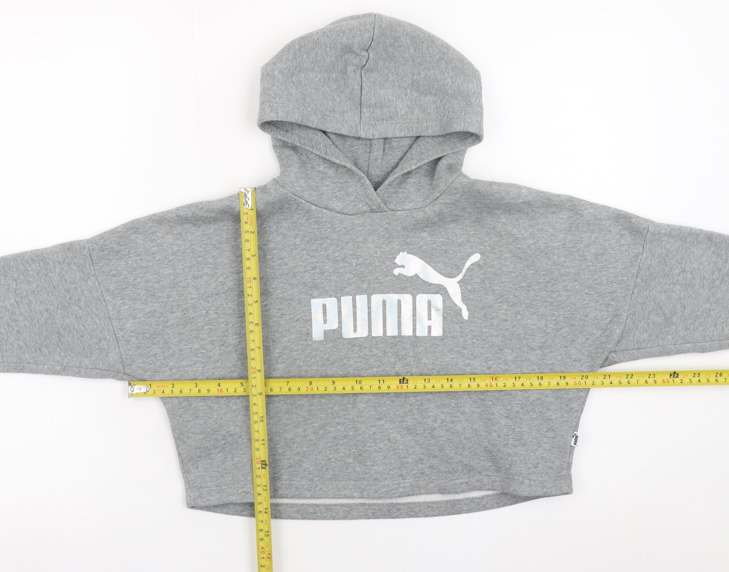 Girls UK Size 7-8 Years PUMA Grey Pullover Hoodie