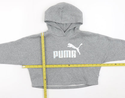 Girls UK Size 7-8 Years PUMA Grey Pullover Hoodie