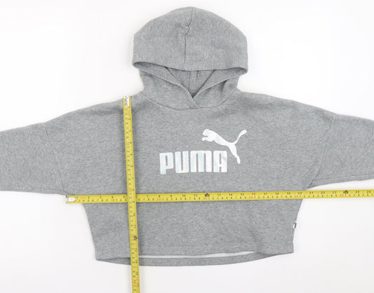 Girls UK Size 7-8 Years PUMA Grey Pullover Hoodie