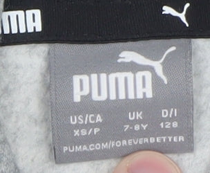 Girls UK Size 7-8 Years PUMA Grey Pullover Hoodie