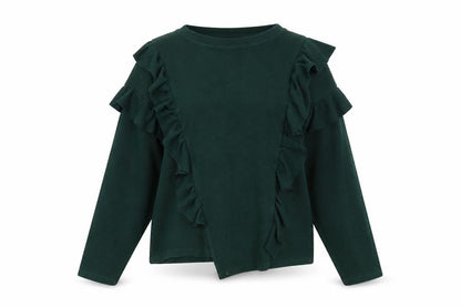 Bershka Women’s Green Ruffle Pullover Jumper Size 12