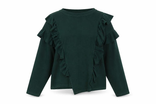 Bershka Women’s Green Ruffle Pullover Jumper Size 12