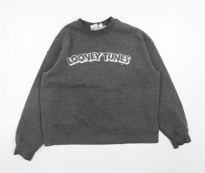 Womens UK Size M Looney Tunes Grey Pullover Sweatshirt
