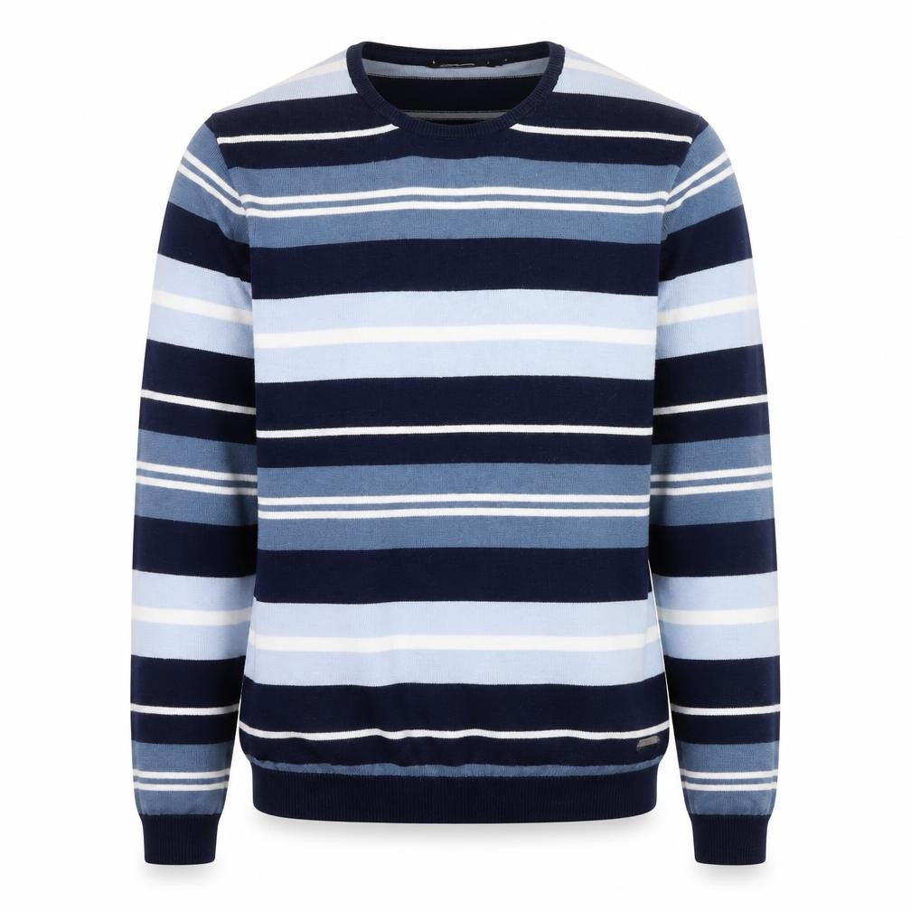 DKNY Men's Blue Striped Cotton Crew Neck Pullover Jumper Size M