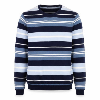 DKNY Men's Blue Striped Cotton Crew Neck Pullover Jumper Size M