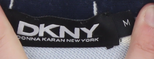 DKNY Men's Blue Striped Cotton Crew Neck Pullover Jumper Size M