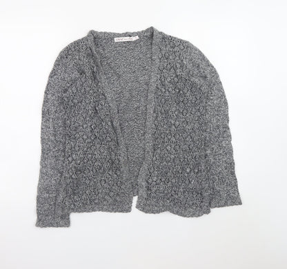 EWM Womens Grey Open Knit Cardigan Size 14-16 Cotton Blend