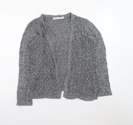 EWM Womens Grey Open Knit Cardigan Size 14-16 Cotton Blend