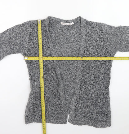 EWM Womens Grey Open Knit Cardigan Size 14-16 Cotton Blend