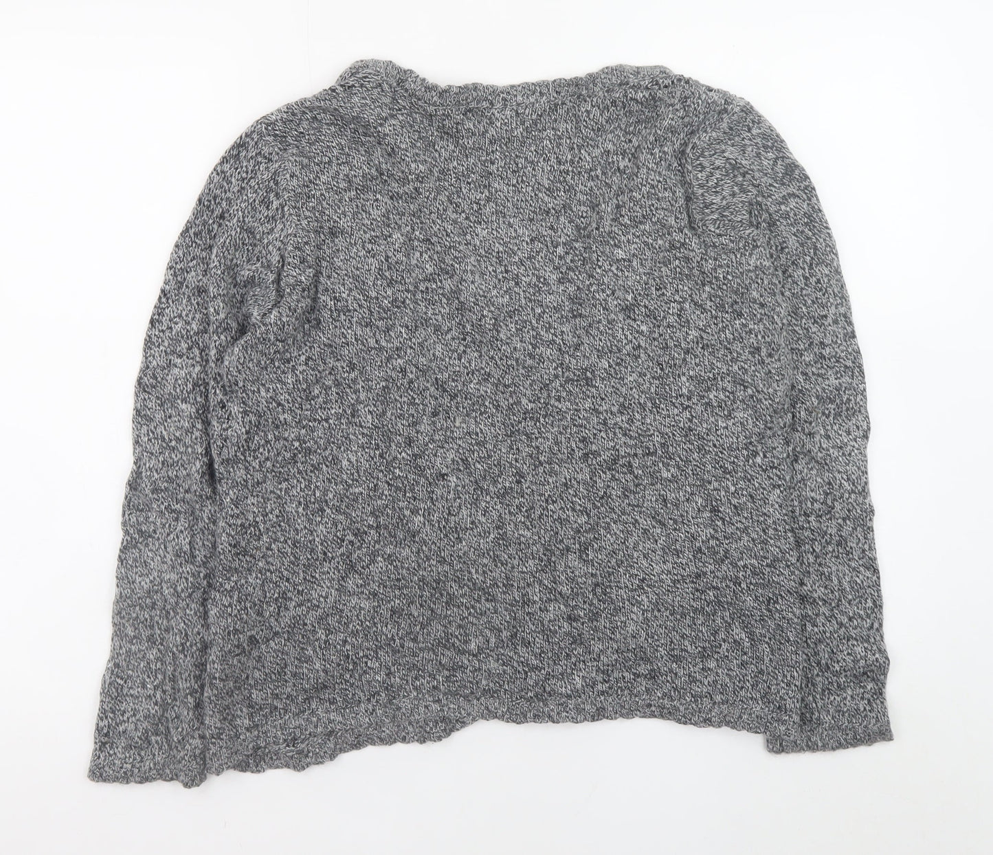 EWM Womens Grey Open Knit Cardigan Size 14-16 Cotton Blend