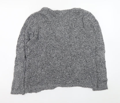 EWM Womens Grey Open Knit Cardigan Size 14-16 Cotton Blend