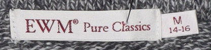 EWM Womens Grey Open Knit Cardigan Size 14-16 Cotton Blend