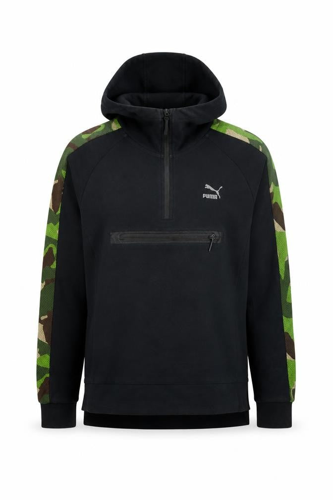 Puma Men's Black Camouflage 1/2 Zip Hoodie Size M