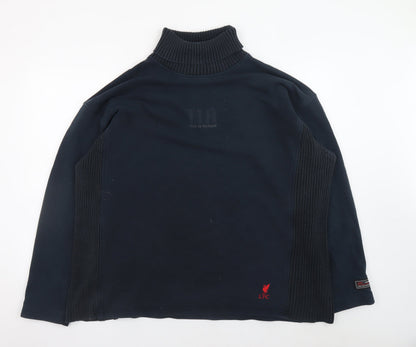 Liverpool FC Men's Blue XL Roll Neck Pullover Cotton Jumper