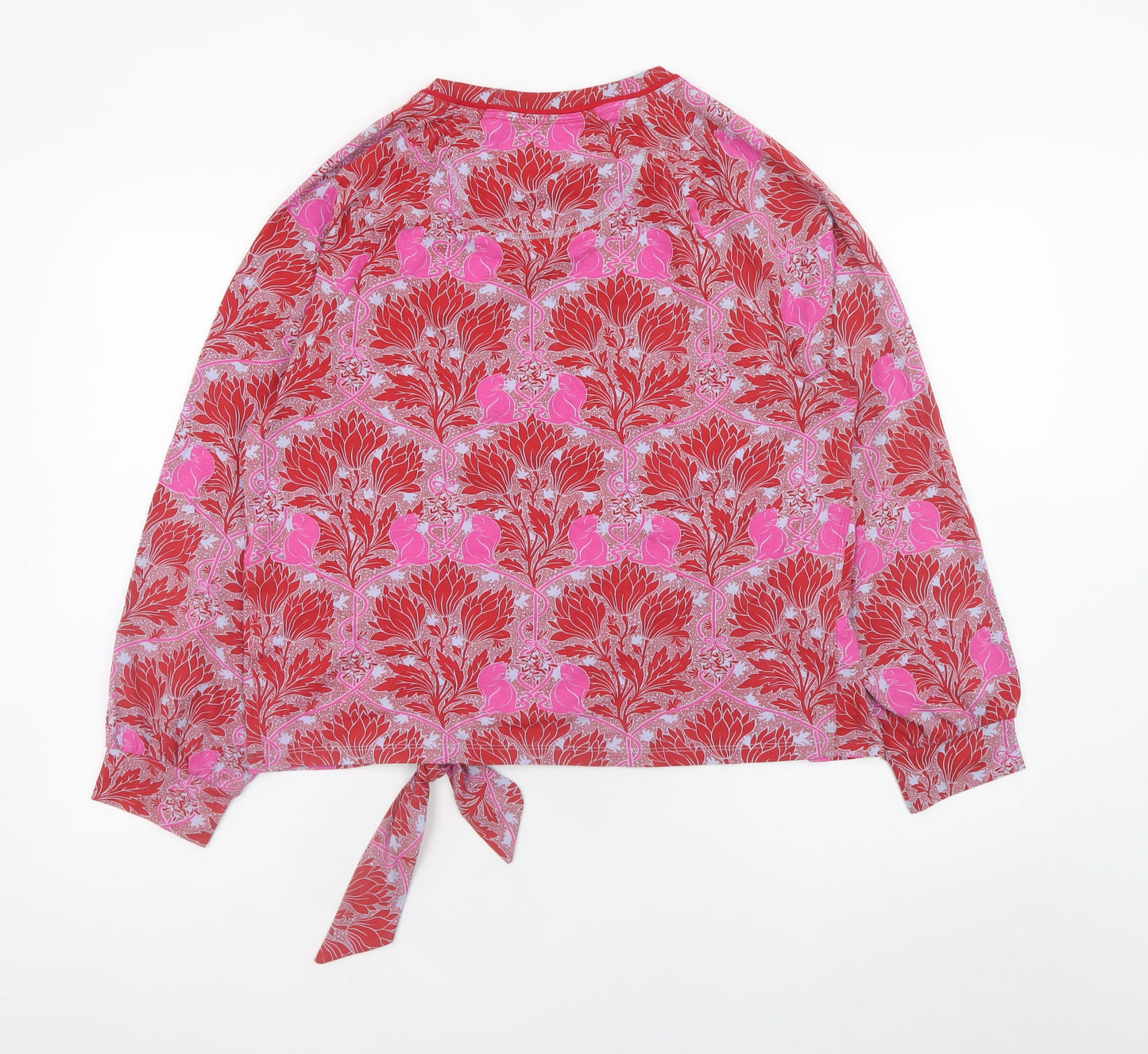 Womens UK Size M Night Owl Red Cropped Blouse