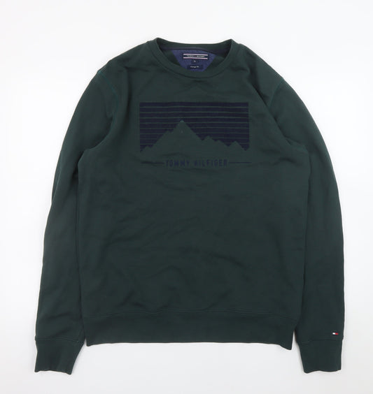 Mens UK Size XL Tommy Hilfiger Green Pullover Sweatshirt
