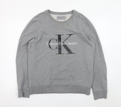 Mens UK Size L Calvin Klein Jeans Grey Pullover Sweatshirt