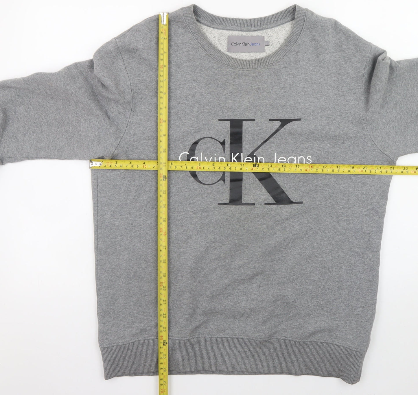 Mens UK Size L Calvin Klein Jeans Grey Pullover Sweatshirt