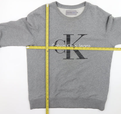 Mens UK Size L Calvin Klein Jeans Grey Pullover Sweatshirt