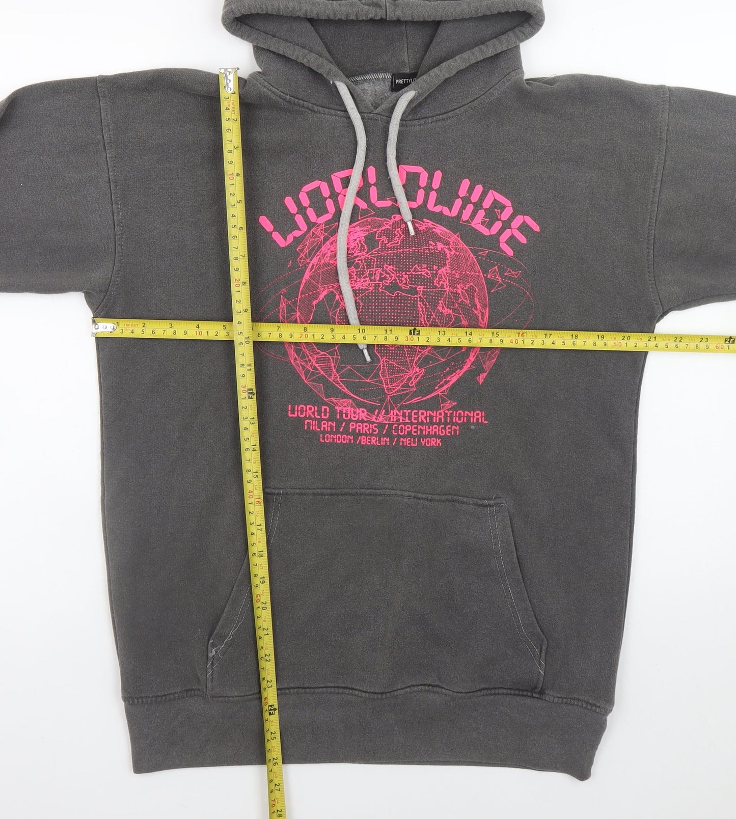 Womens UK Size S PRETTYLITTLETHING Grey Pullover Hoodie