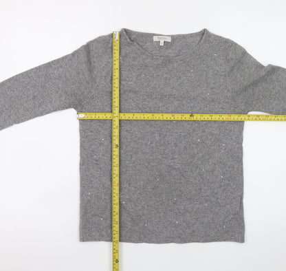 Bartolini Womens Grey Merino Wool Blend Beaded Pullover Jumper Size S