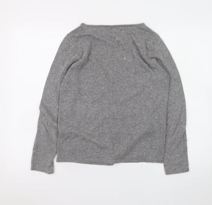 Bartolini Womens Grey Merino Wool Blend Beaded Pullover Jumper Size S