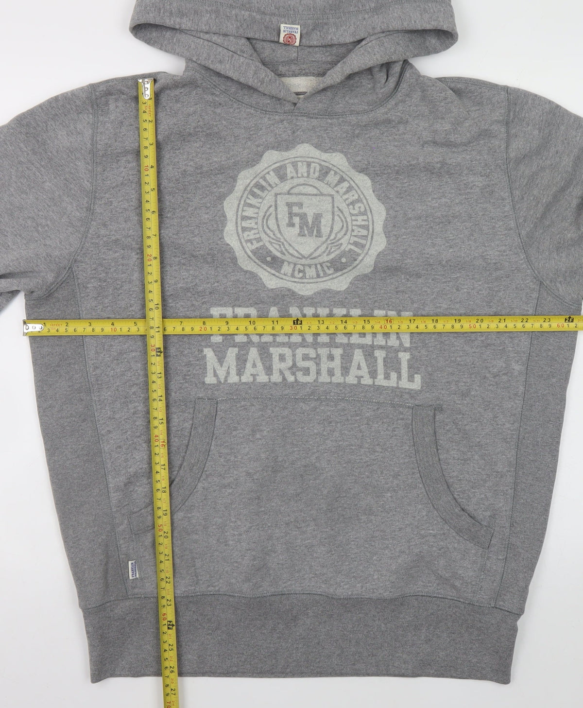 Mens UK Size 2XL Franklin & Marshall Grey Pullover Hoodie