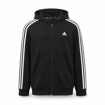 Front view of Adidas boys’ black full zip hoodie 13-14 years fleece sportswear