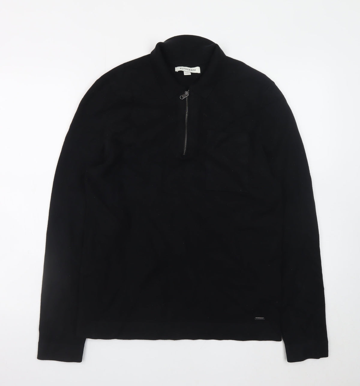 Marks and Spencer Autograph Men’s Black Medium Collared 1/2 Zip Jumper