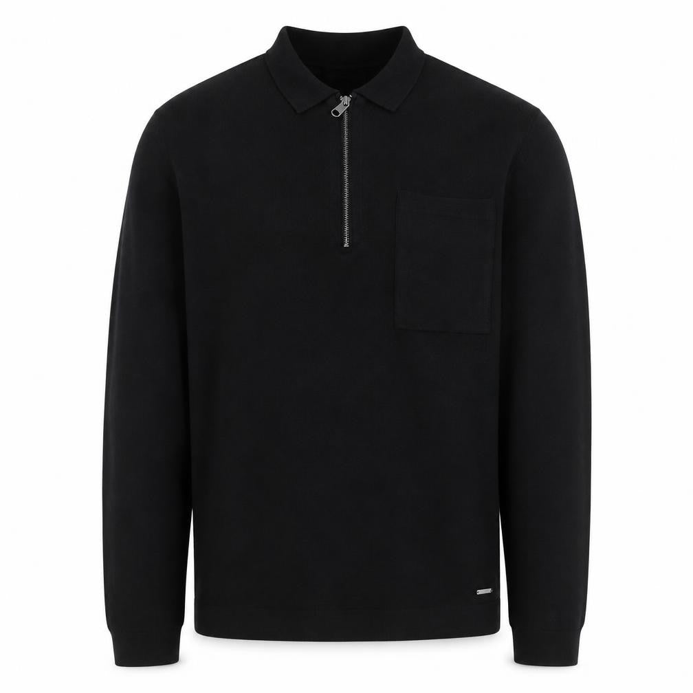 Marks and Spencer Autograph Men’s Black Medium Collared 1/2 Zip Jumper