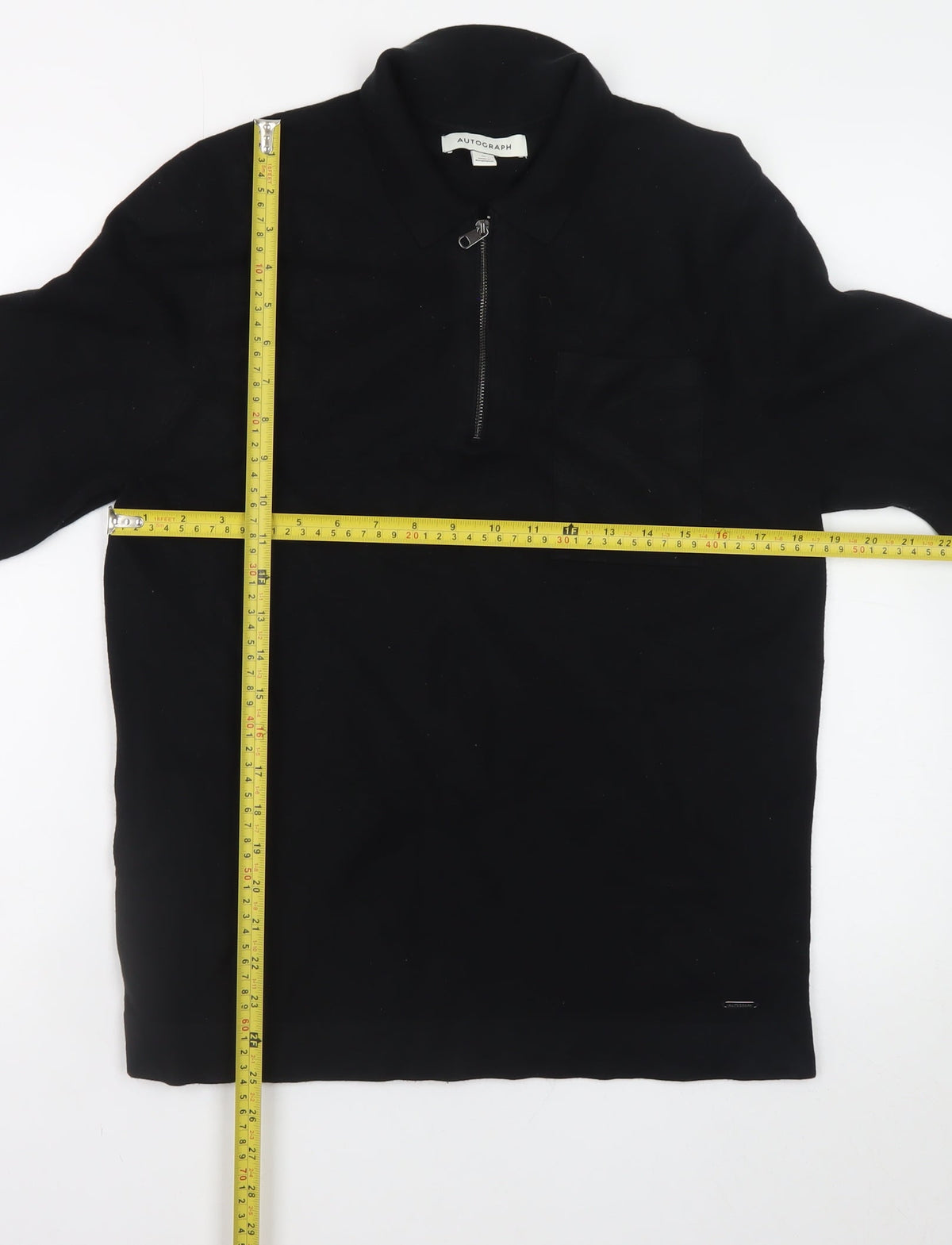 Marks and Spencer Autograph Men’s Black Medium Collared 1/2 Zip Jumper
