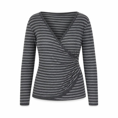 Austin Reed Women’s Grey Striped Wrap Knit Jumper Medium