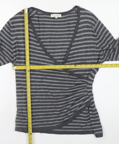 Austin Reed Women’s Grey Striped Wrap Knit Jumper Medium