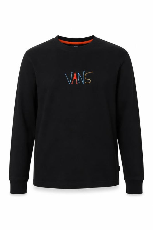 Vans Boys Black Long Sleeve Crew Neck Graphic T-Shirt XS Cotton
