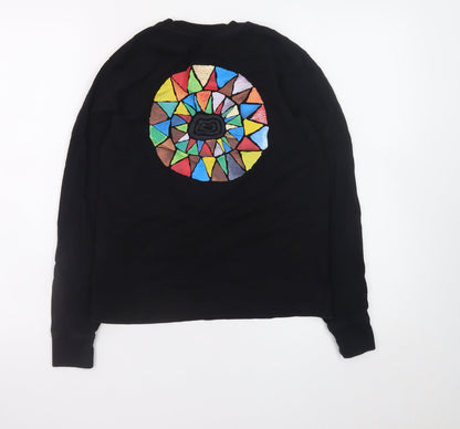Vans Boys Black Long Sleeve Crew Neck Graphic T-Shirt XS Cotton