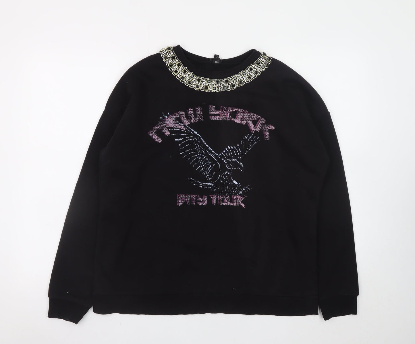 Womens UK Size 8 River Island Black Pullover Sweatshirt