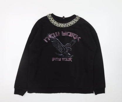 Womens UK Size 8 River Island Black Pullover Sweatshirt