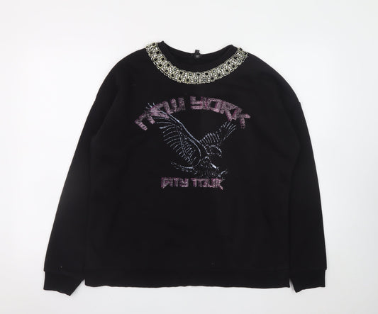 Womens UK Size 8 River Island Black Pullover Sweatshirt