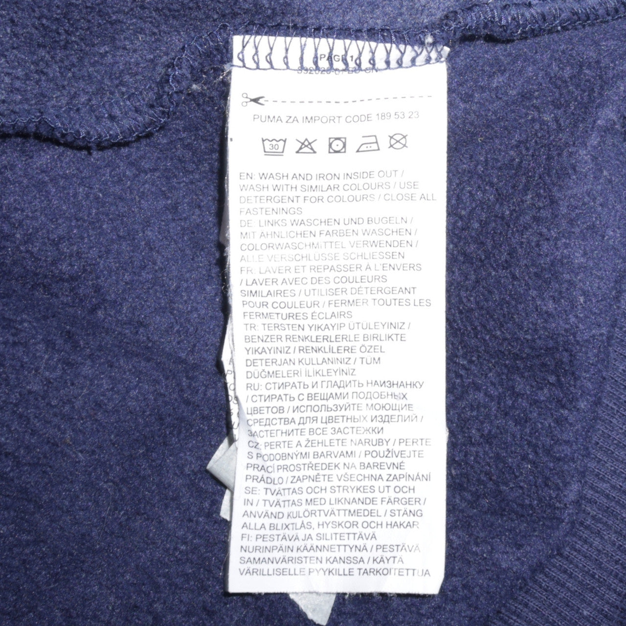 Mens UK Size L PUMA Blue Full Zip Hoodie