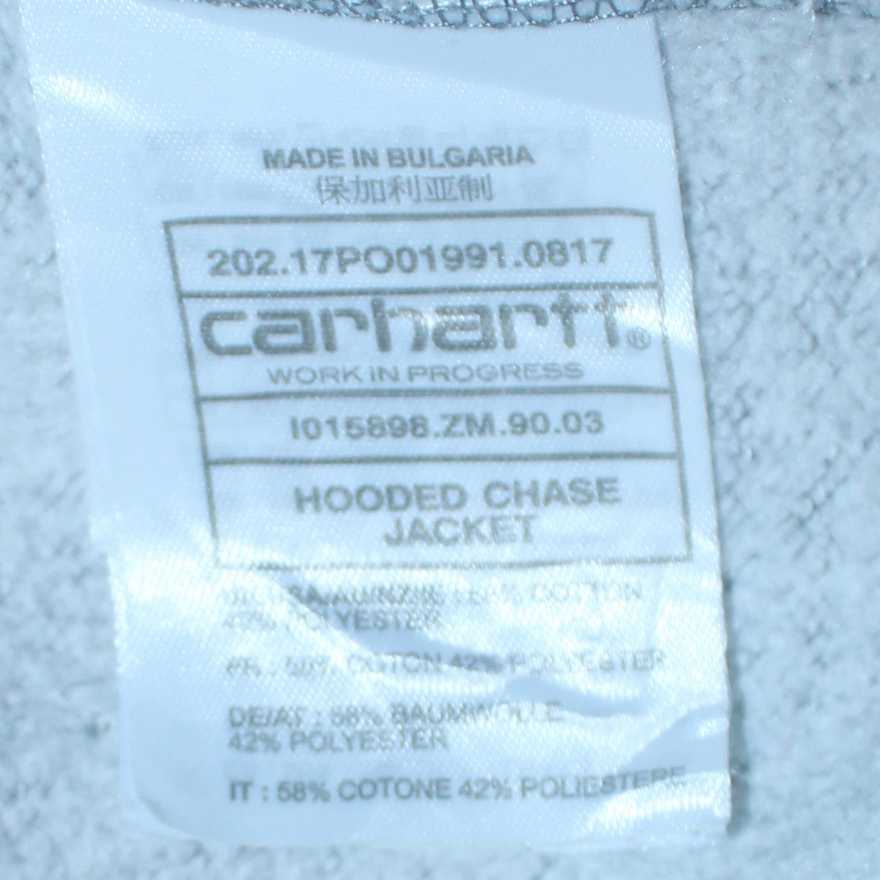 Mens UK Size XL Carhartt Grey Full Zip Hoodie