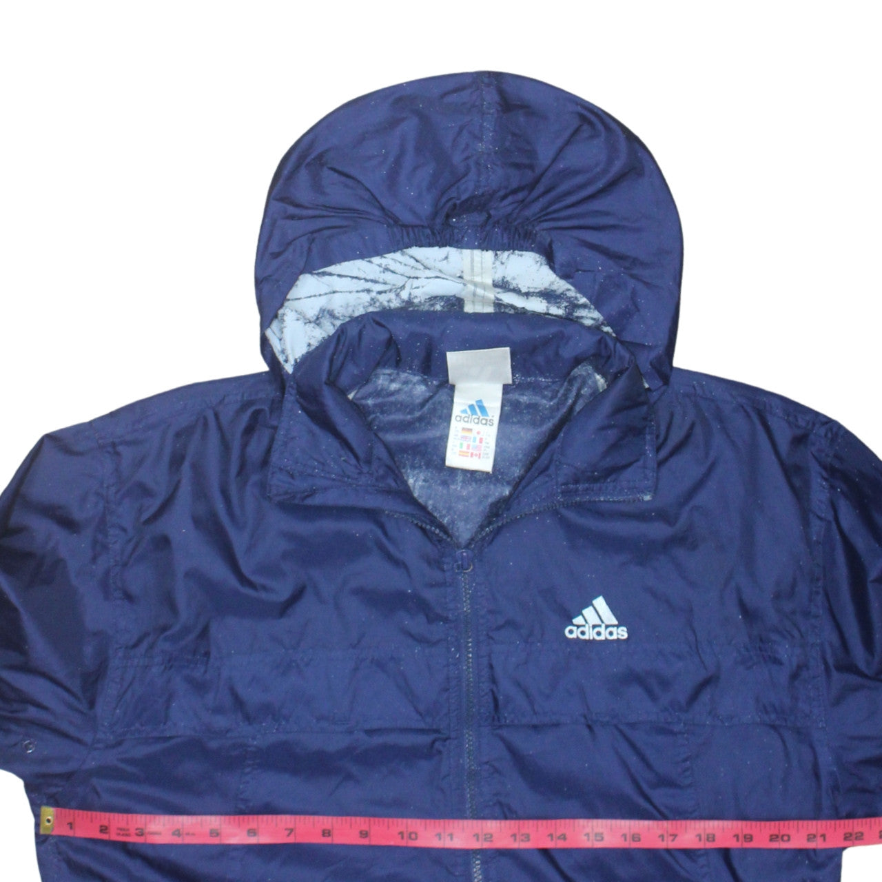 Womens UK Size L adidas Blue Windbreaker Coat