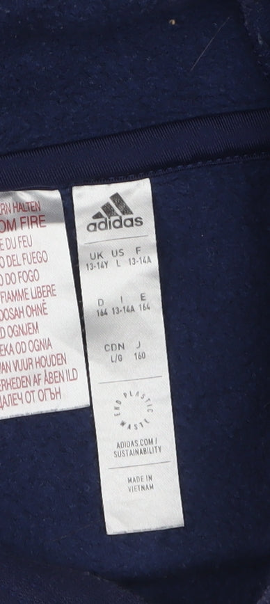 Boys UK Size 13-14 Years adidas Blue Pullover Hoodie
